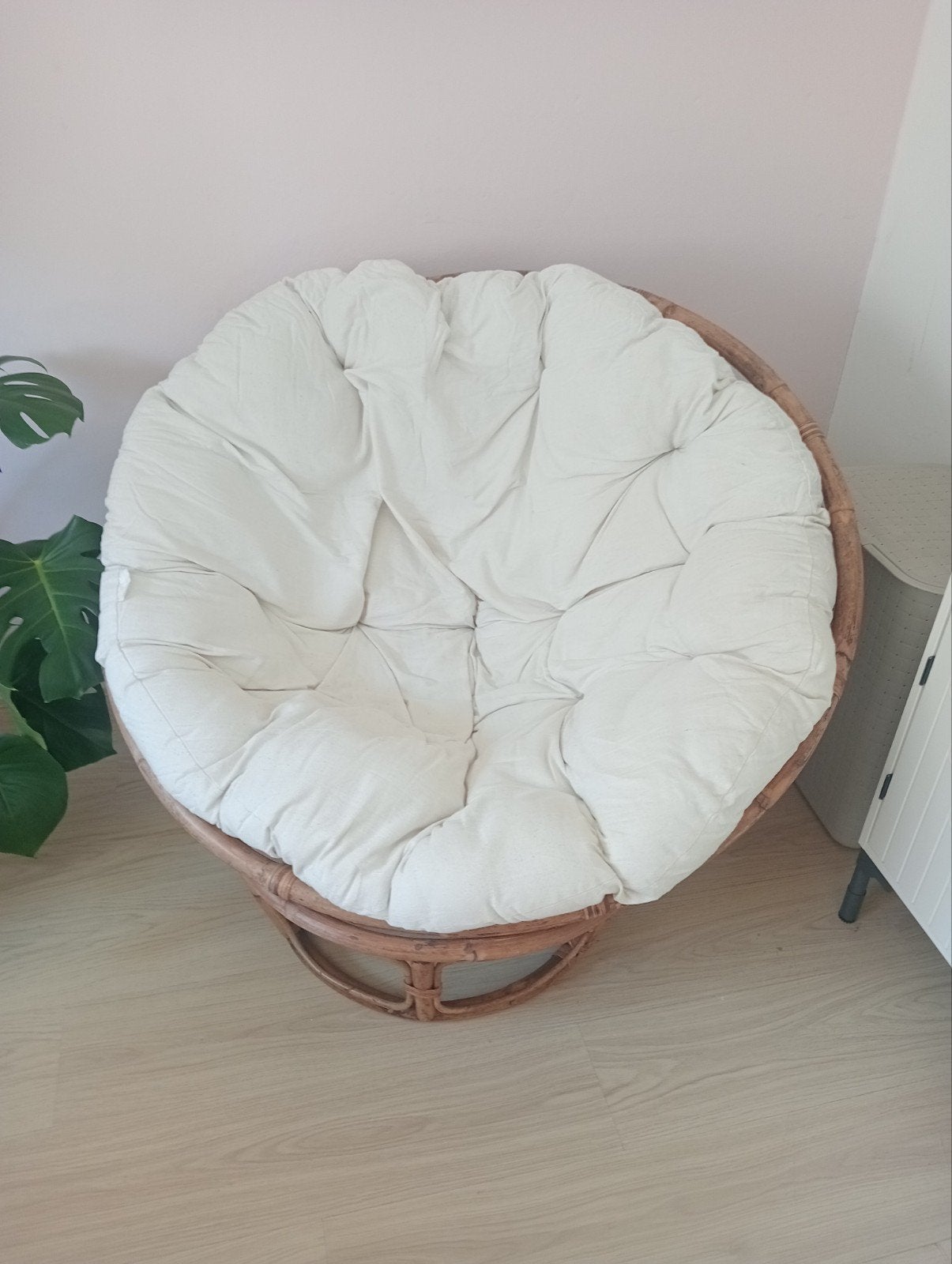 Rotan Papasan stoel met kussen - ophalen in september Gouda, Gebruikt, Overige kleuren, Stof, Eén