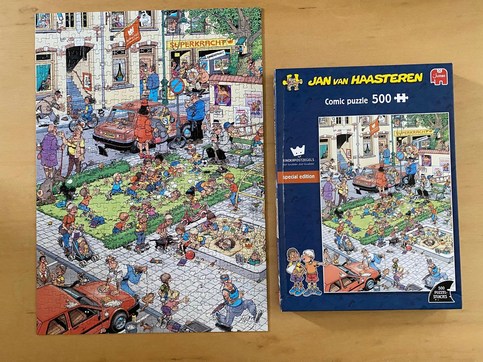 Puzzel Jan van Haasteren 500 stukjes Kinderpostzegels, Ophalen, 500 t/m 1500 stukjes, Gebruikt, Legpuzzel