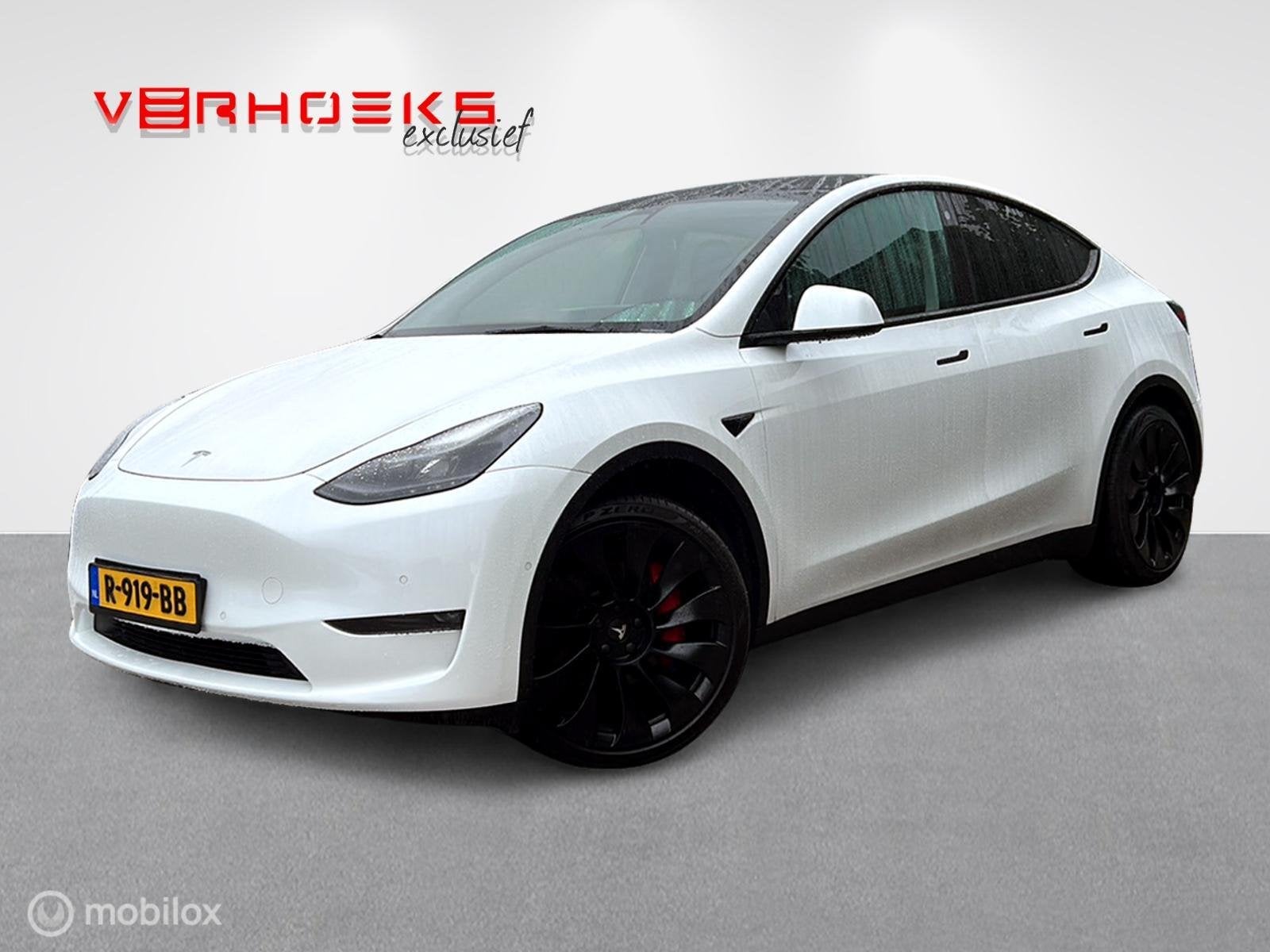 Tesla Model Y Long Range Dual Motor / Trekhaak / 21", Auto's, Automaat, Gebruikt, Zwart, Wit