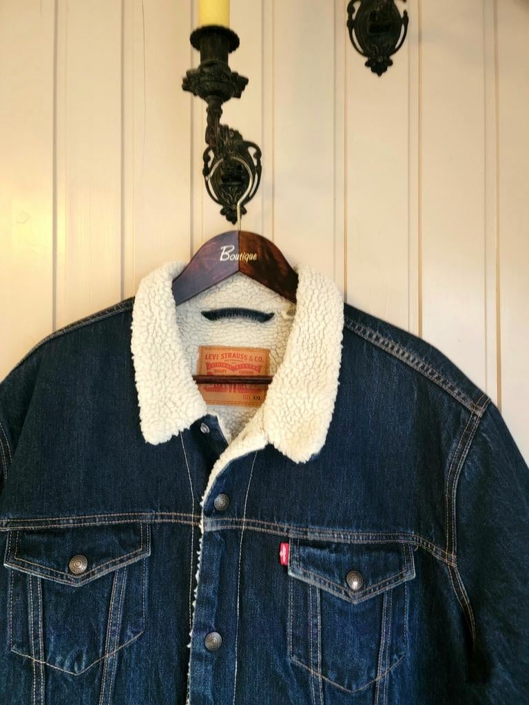 Fantastische, originele Levi's Teddy jeans jas 2XL/3XL z.afm, Ophalen of Verzenden, Zo goed als nieuw, Overige maten, Blauw