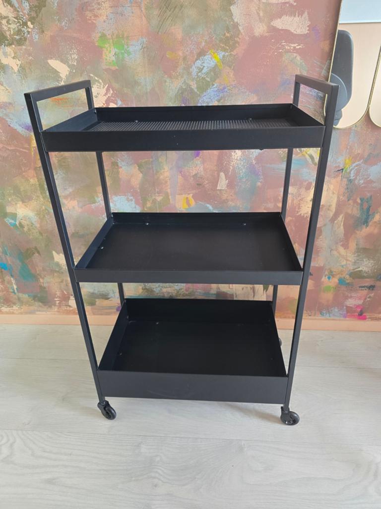 IKEA NISSFORS Roltafel - zwart, Ophalen, Minder dan 55 cm, Modern, Industrieel, Metaal of Aluminium