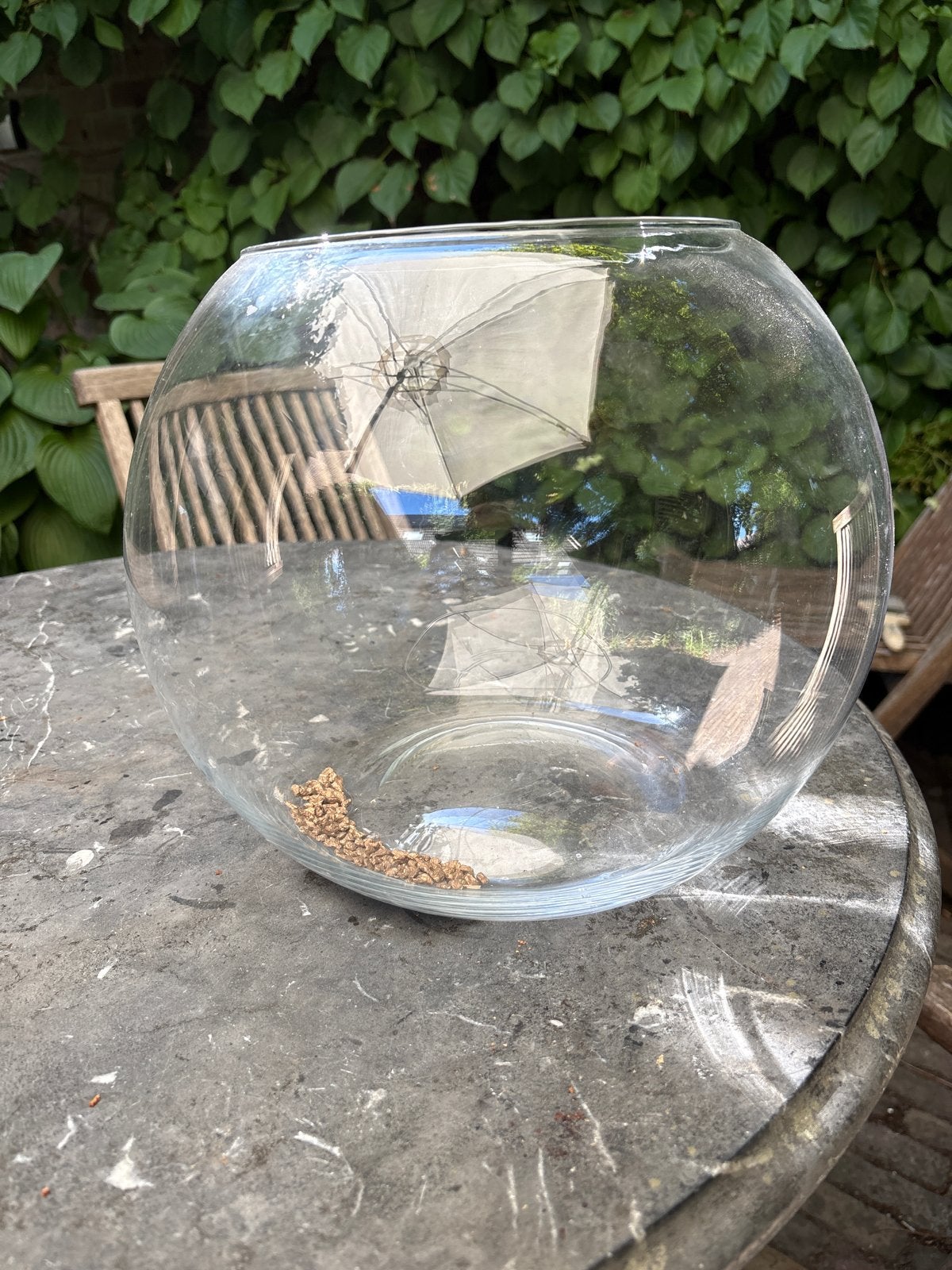 Mooie grote glazen vissenkom, Dieren en Toebehoren, Vissen | Aquaria en Toebehoren, Ophalen, Zo goed als nieuw, Leeg aquarium