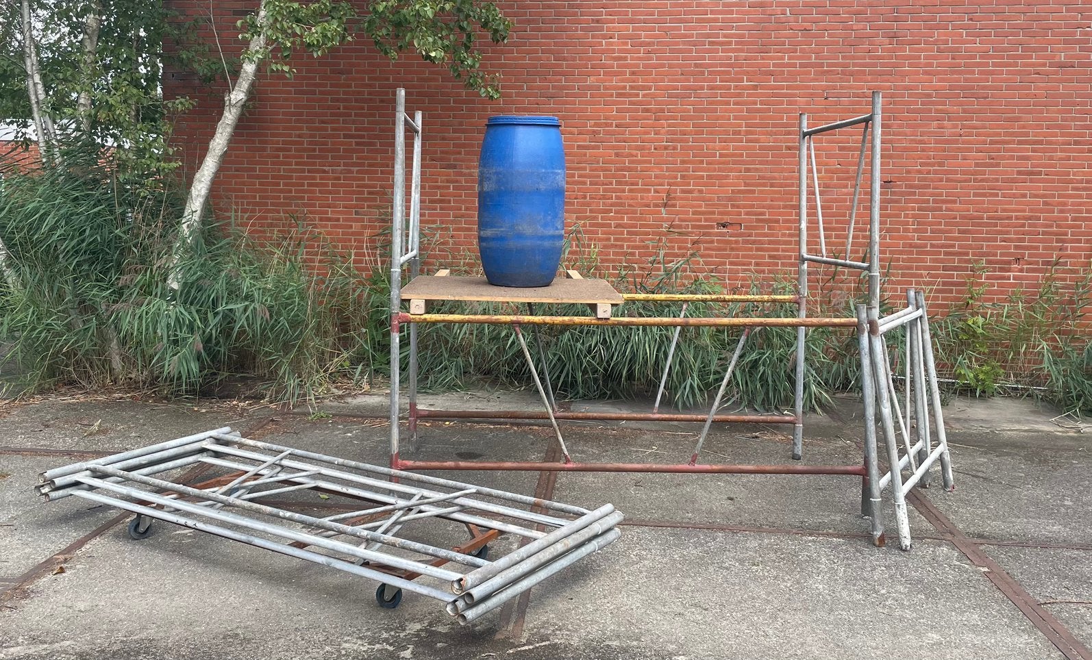 Metsel steiger 12 delen/6 meter hoog, Doe-het-zelf en Verbouw, Steigers, Ophalen, Gebruikt, Overige typen, 2 tot 5 meter