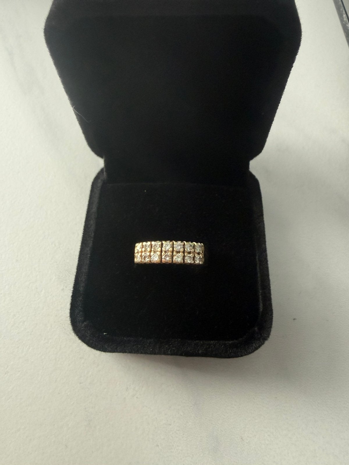 Gouden ring 14 k met echte natuurlijke diamanten, Ophalen, Gebruikt, 17 tot 18, Dame