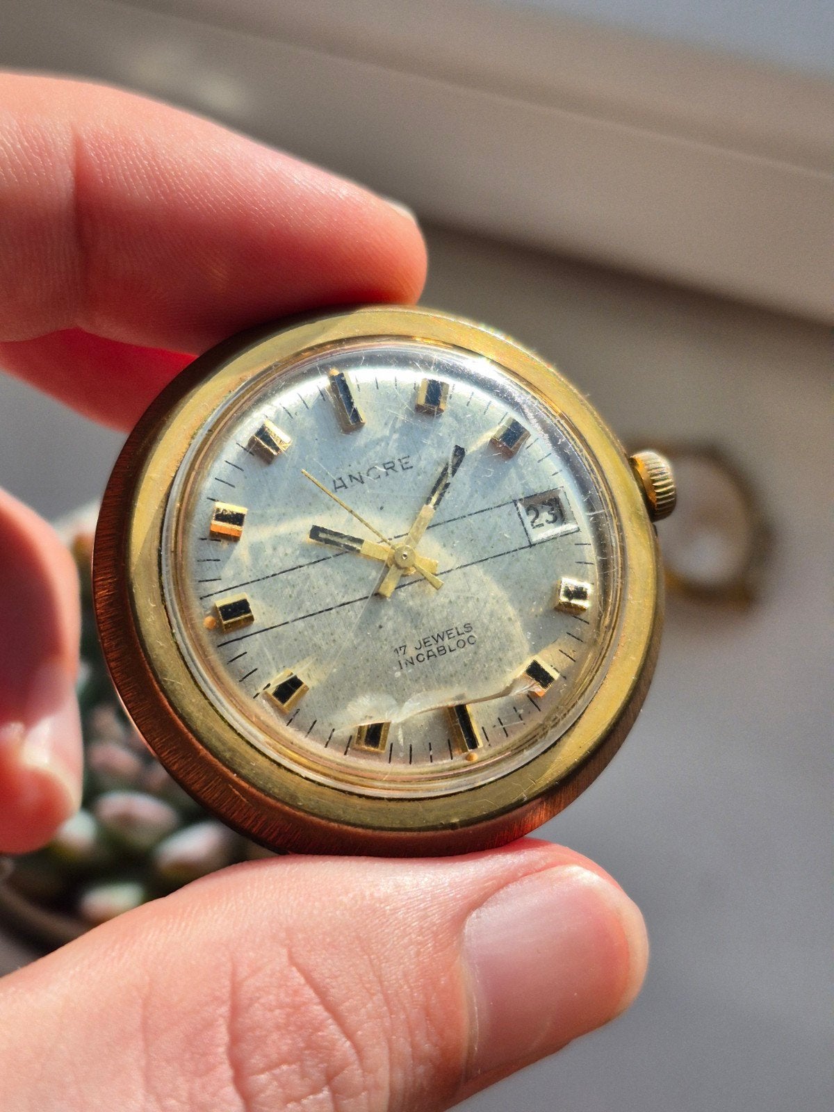Vintage Ancre UFO 17 Jewels Incabloc Horloge - Verguld, Overige merken, Roze, Info@ancrewatch.com, IOS
