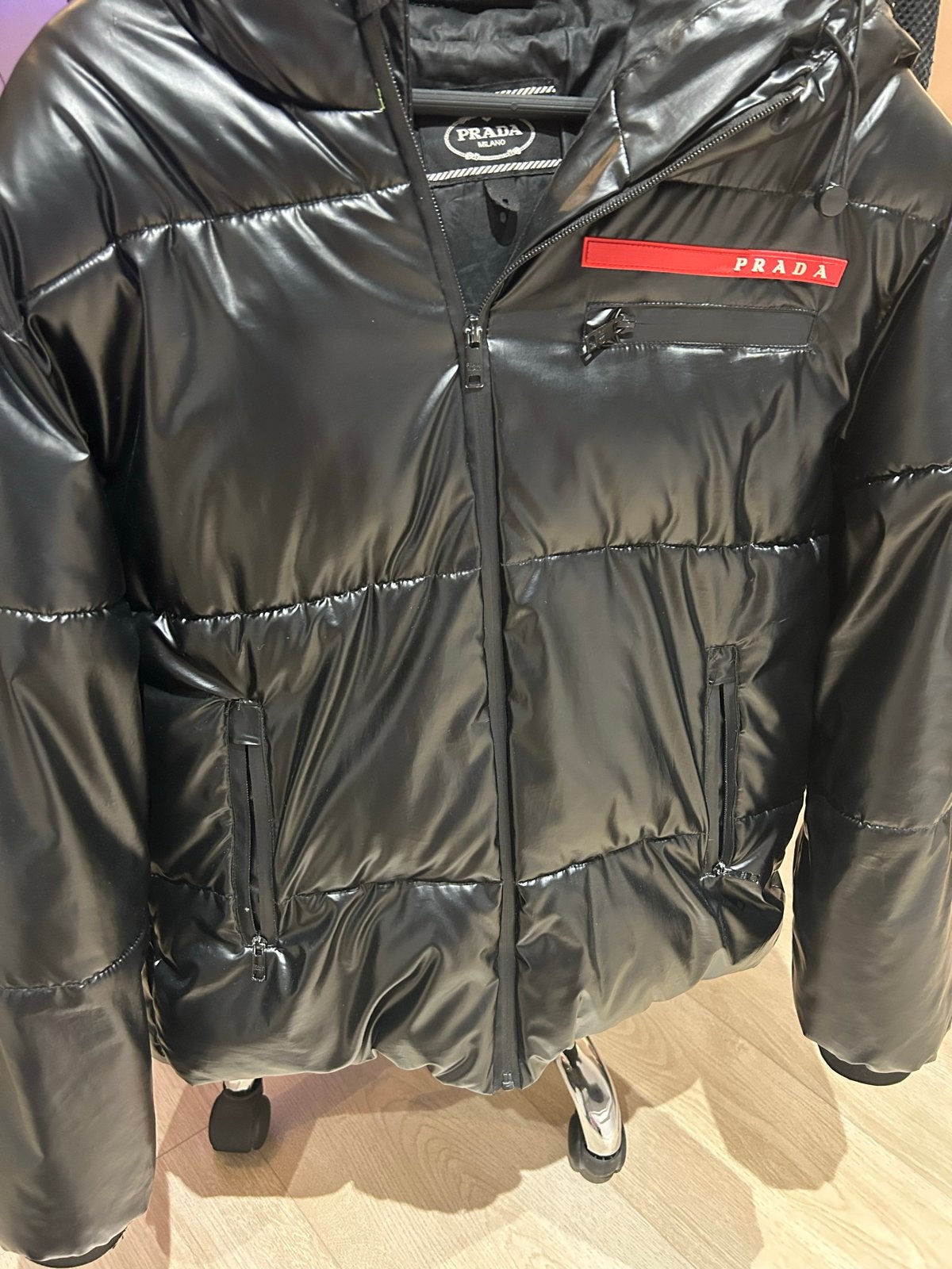 Prada Puffer Jacket Zwart - Maat S, Ophalen, Zo goed als nieuw, Maat 46 (S) of kleiner, Zwart