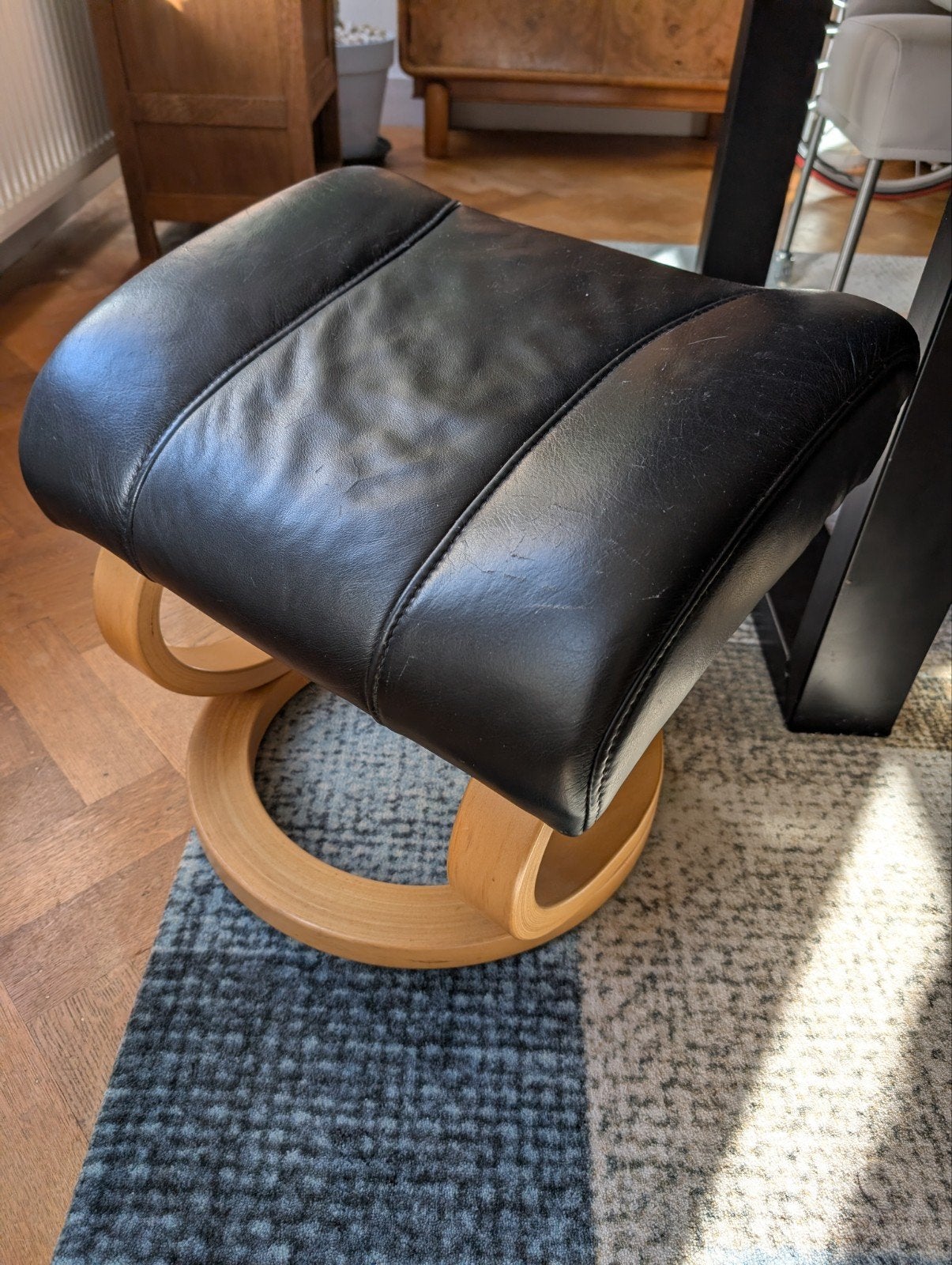 stressless hocker zwart leer beuken, Ophalen, Gebruikt, Overige vormen, Leer