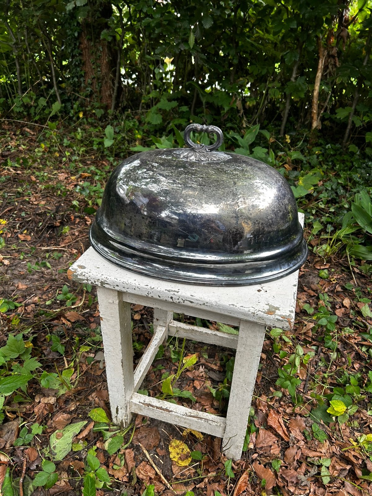 Prachtige Antieke Verzilverde Cloche, Antiek en Kunst, Ophalen of Verzenden, Zilver