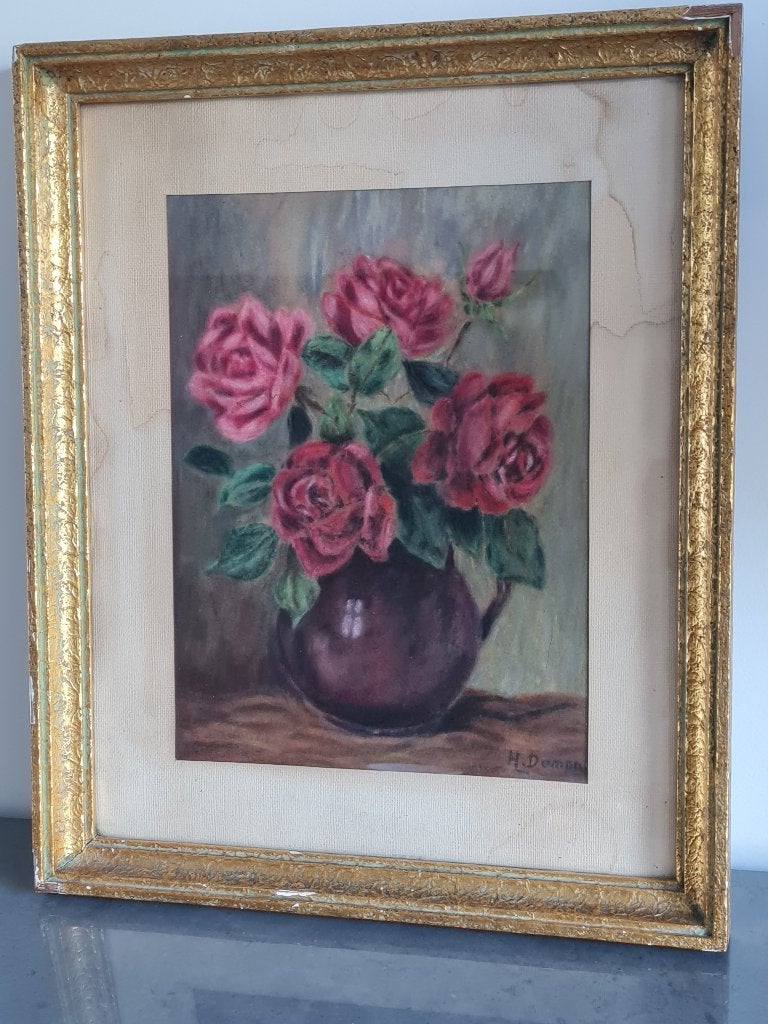 prachtige pasteltekening in mooie kader, Antiek en Kunst, Ophalen of Verzenden