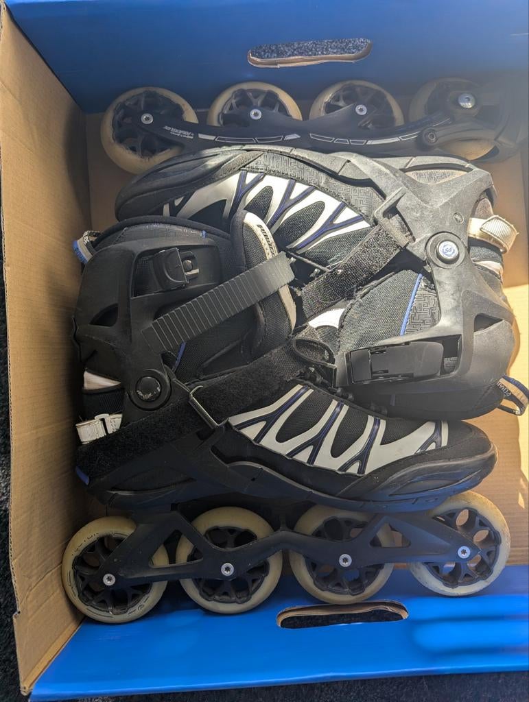 Powerslide hoge schoen skeelers 8cm wielen maat 46, Sport en Fitness, Schaatsen, Gebruikt, Noren, Overige merken, Ophalen