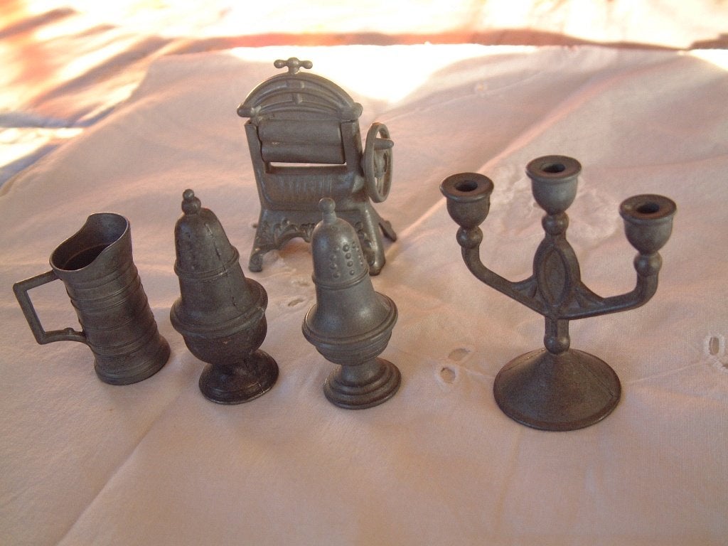 5 miniaturen -mini wringer - kannetje -kandelaartje enz., Ophalen of Verzenden