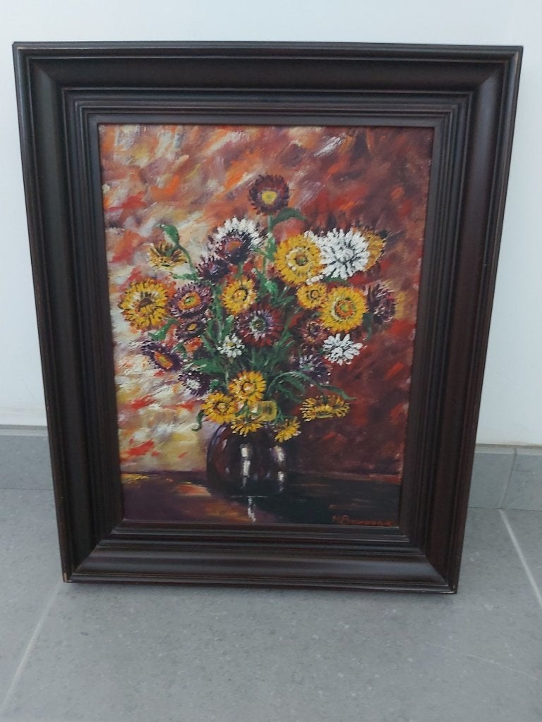 schilderij vaas met bloemen, Ophalen, Origineel werk, Bloemen