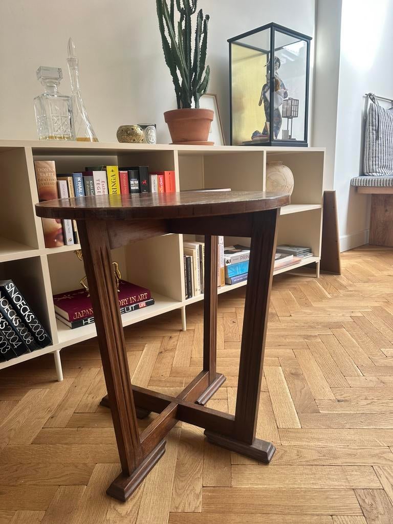 Amsterdamse School bijzettafel, Ophalen, Minder dan 55 cm, Rond, Zo goed als nieuw