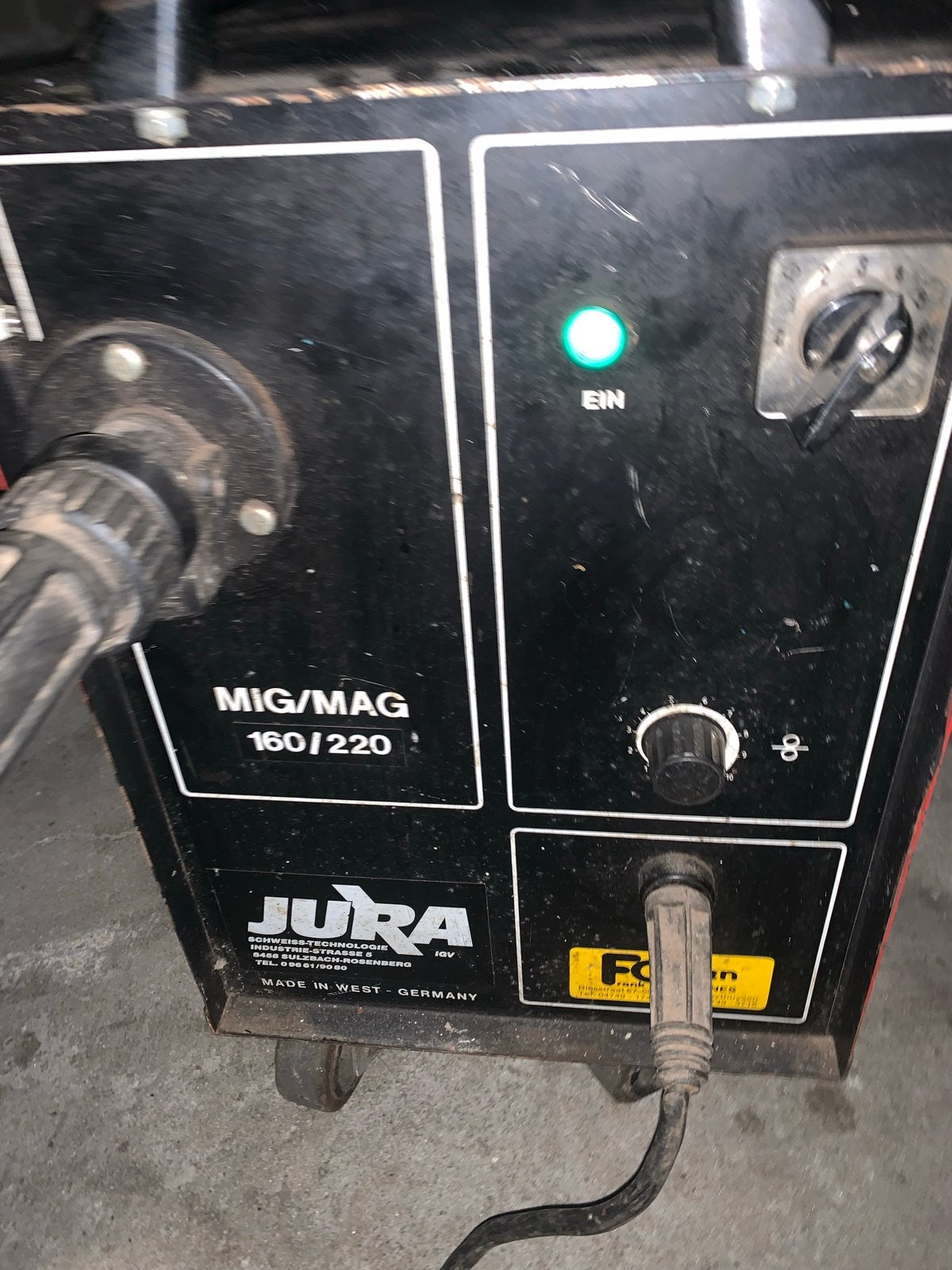Jura MIG/MAG 160/220 lasapparaat met gasfles, Ophalen of Verzenden, Gebruikt, 150 tot 250 ampère, Co2