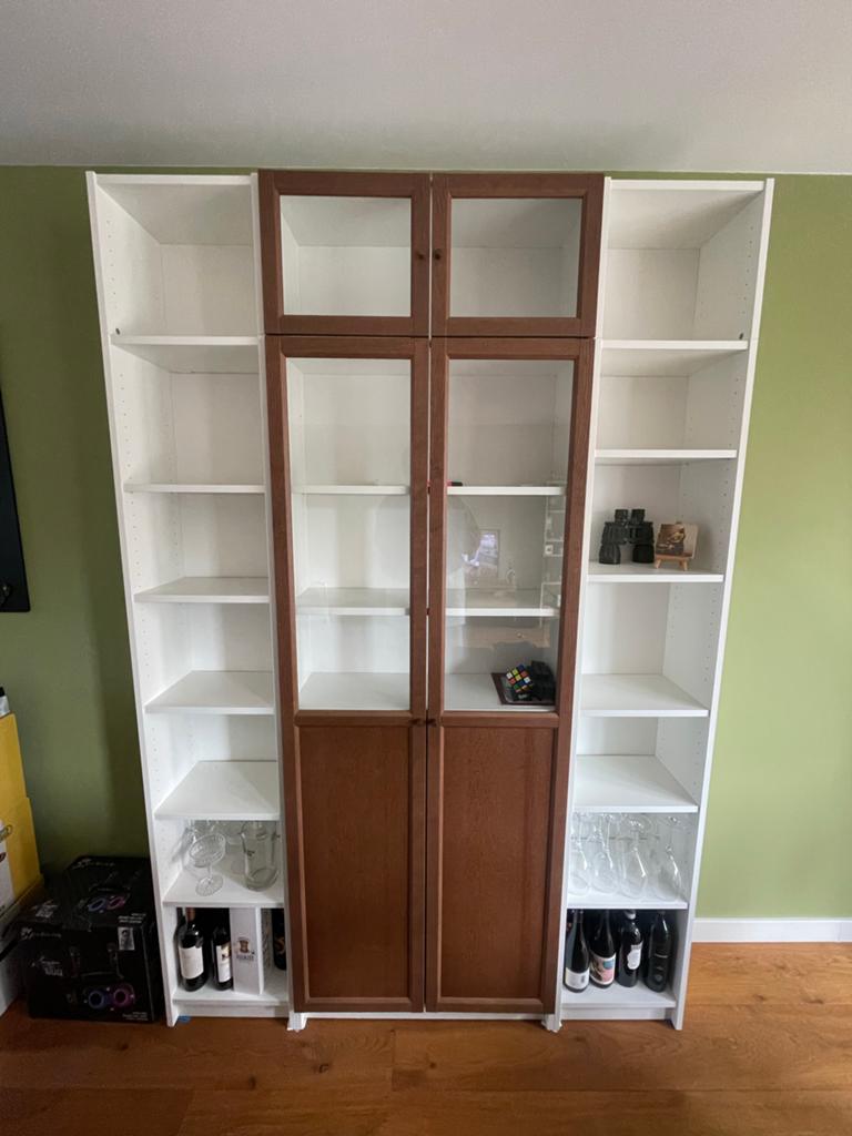 IKEA Billy boekenkast met walnootkleurige deuren, Ophalen, Gebruikt, 200 cm of meer, 150 tot 200 cm
