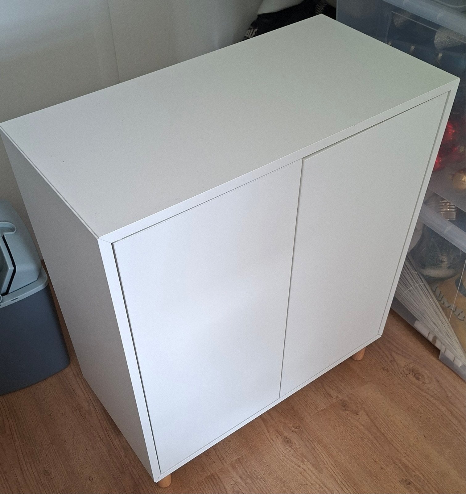 IKEA EKET Kastencombinatie met poten, wit/hout, Ophalen