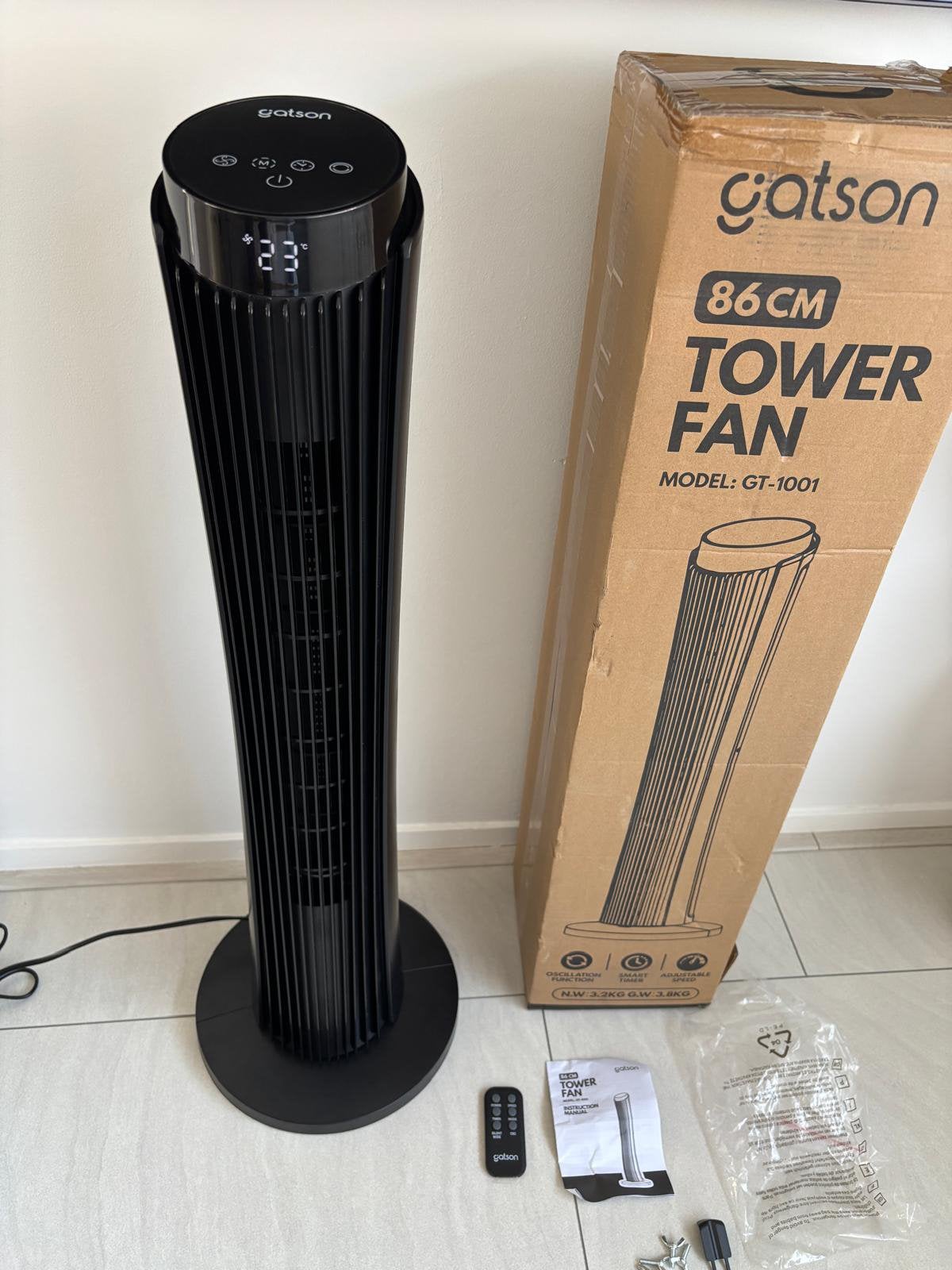 Gatson Torenventilator 86cm Stil Met Afstandsbediening Nieuw, Witgoed en Apparatuur, Ventilatoren, Ophalen, Ventilator met afstandsbediening