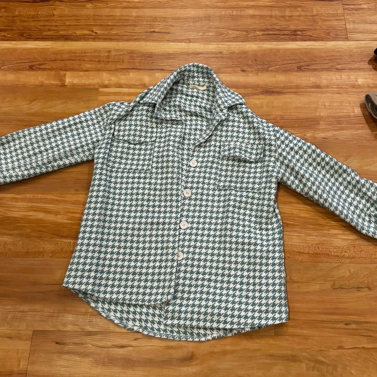 Stijlvol Groen/Wit Houndstooth Blouse - G.R. Killery, Maat 46/48 (XL) of groter, Ophalen of Verzenden, Zo goed als nieuw, G.R. Killery