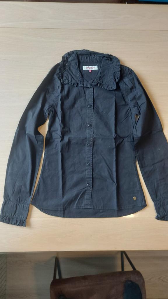 Vingino zwart overhemd/blouse maat 164     v, Jongen of Meisje, Overhemd of Blouse, Ophalen of Verzenden, Zo goed als nieuw