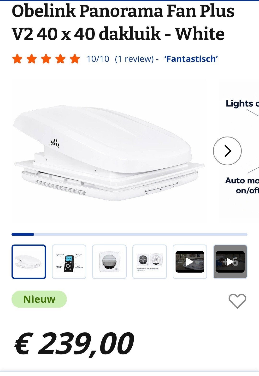 obelink panorama fan plus wit, Ophalen of Verzenden, Zo goed als nieuw, Draadloos, Overige typen