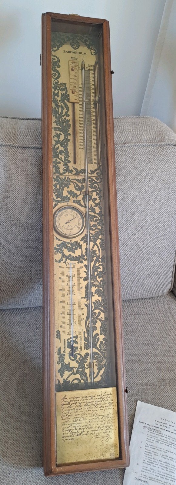 Barometer met Hygrometer en Thermometer, Audio, Tv en Foto, Weerstations en Barometers, Ophalen, Gebruikt, Barometer