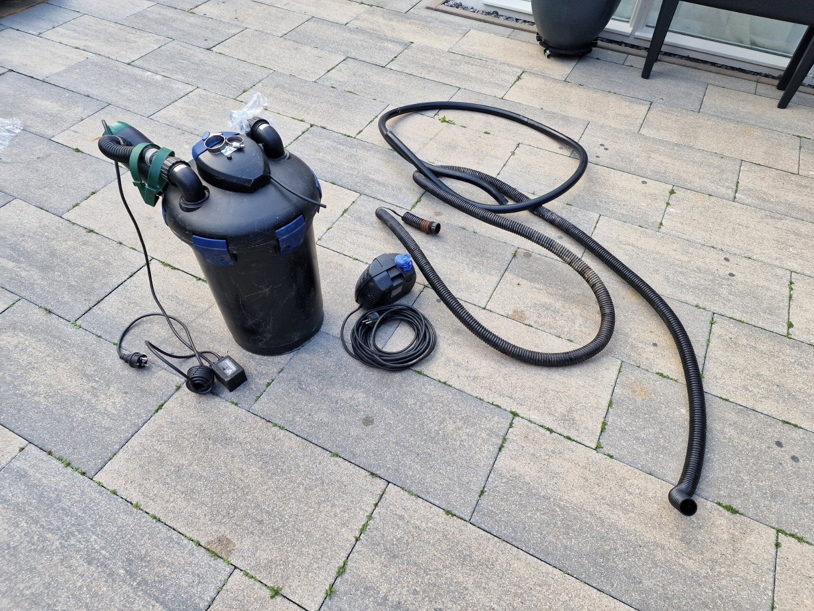 Vijverfilter met pomp en slangen, Ophalen, Gebruikt, Vijverfilter