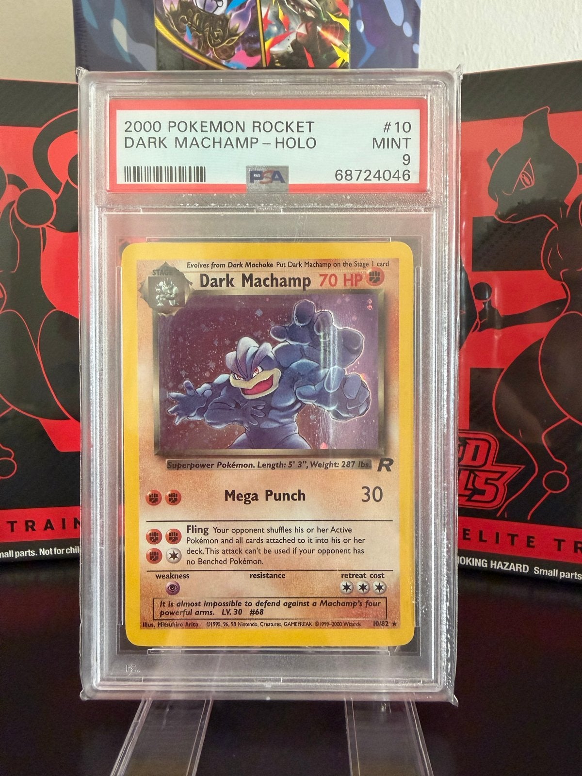 PSA 9 Dark Machamp Holo 2000 Pokémon Rocket, Ophalen of Verzenden, Zo goed als nieuw, Losse kaart, Foil