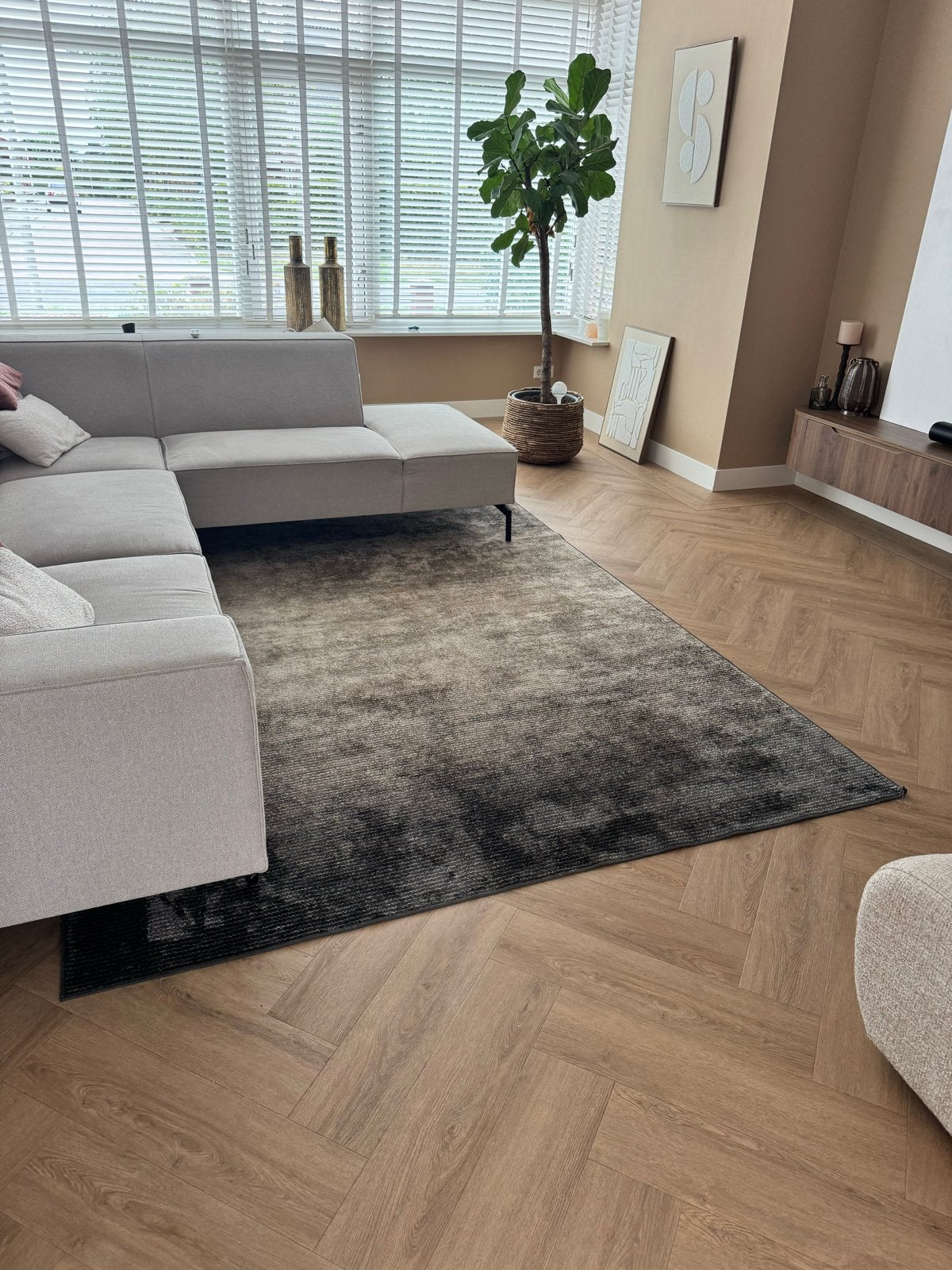 Zuiver Vloerkleed Obi 200x300 Grijs/Zwart, Ophalen, Zo goed als nieuw, 200 cm of meer, Grijs