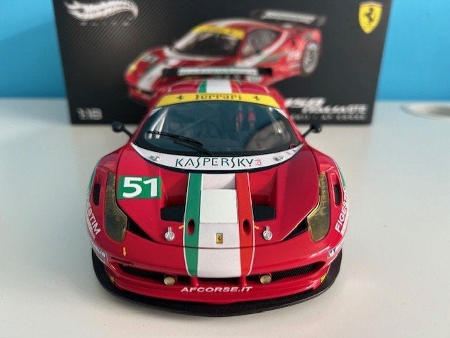 FERRARI 458 ITALIA GT2 LM 2011 - AF CORSE #51 1:18 HW ELITE, Ophalen of Verzenden, Zo goed als nieuw, Auto, Hot Wheels