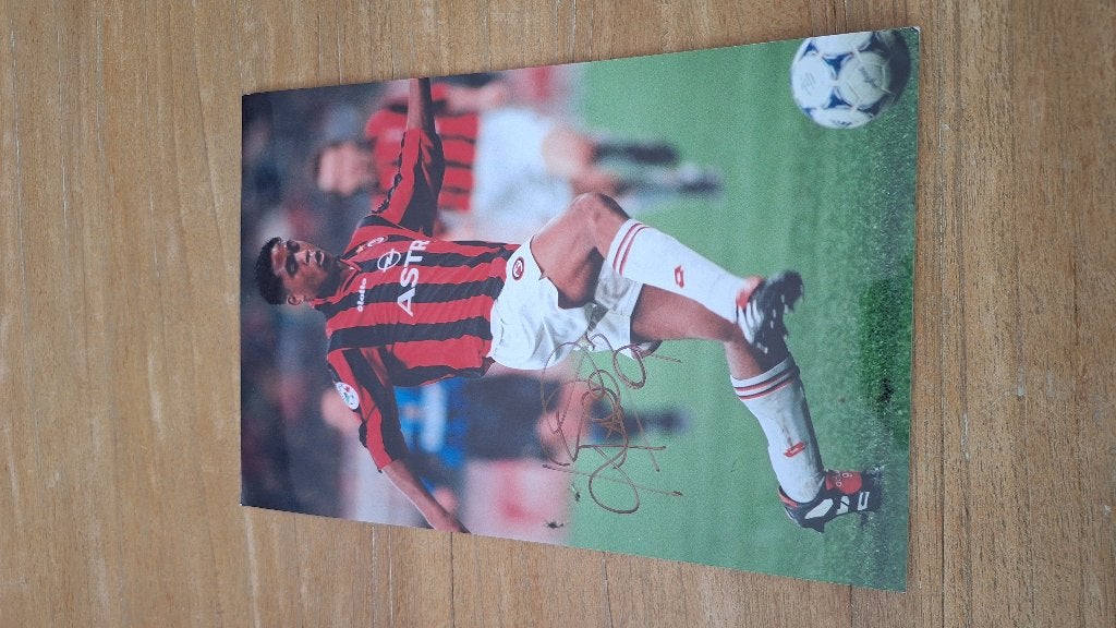 Foto 20x30 cm met handtekening; Patrick Kluivert # AC Milan, Ophalen of Verzenden, Nieuw, Buitenlandse clubs, Overige typen