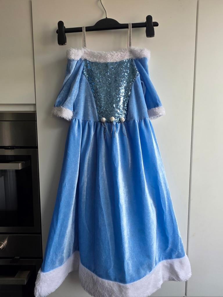 Efteling Prinsessenjurk - Blauw met glitters en bont, Kinderen en Baby's, Carnavalskleding en Verkleedspullen, Ophalen of Verzenden