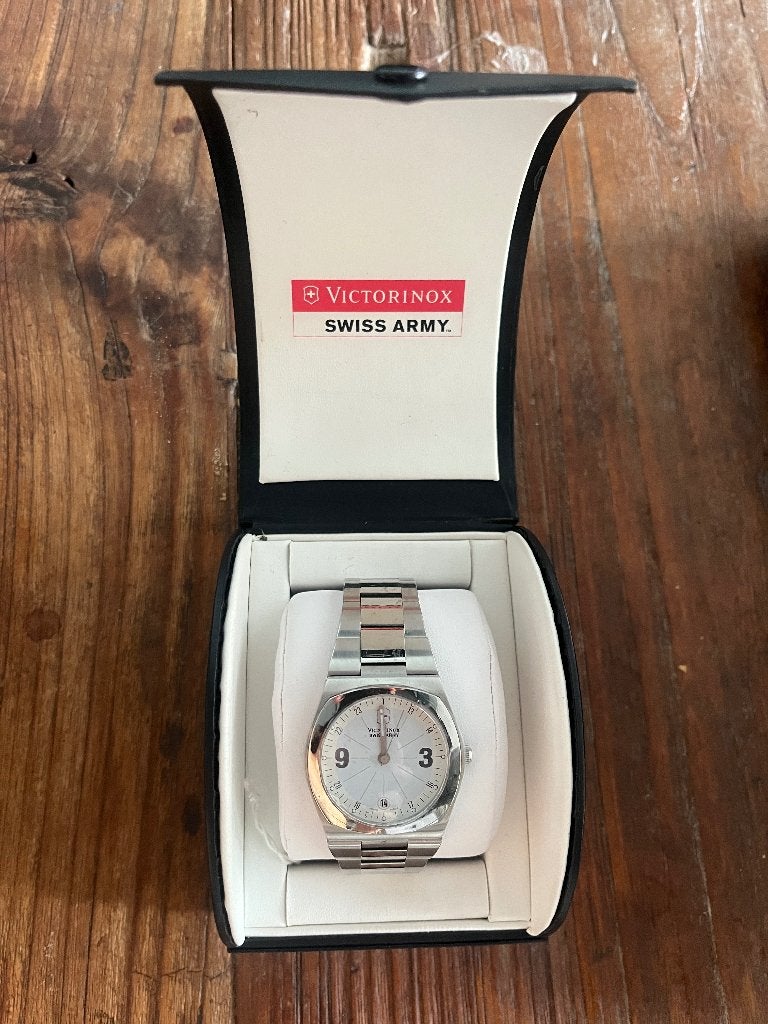 swiss army horloge, Sieraden, Tassen en Uiterlijk, Horloges | Heren, Overige merken, Leer, Staal, Polshorloge