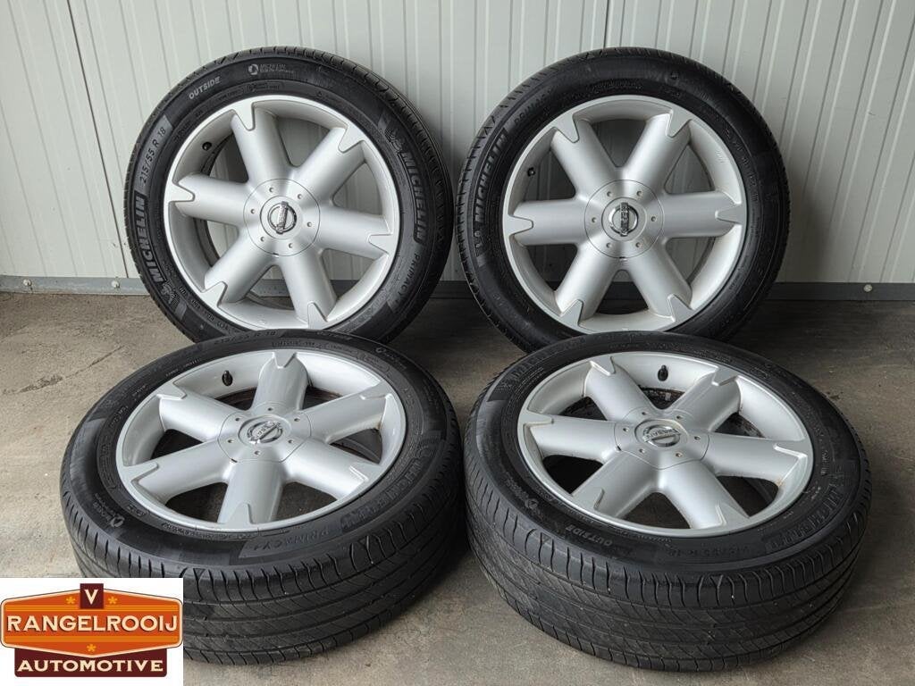 Set org. 18" lm velgen + zomerbanden tbv Nissan Qashqai I, 18 inch, Banden en Velgen, Ophalen of Verzenden, Zomerbanden