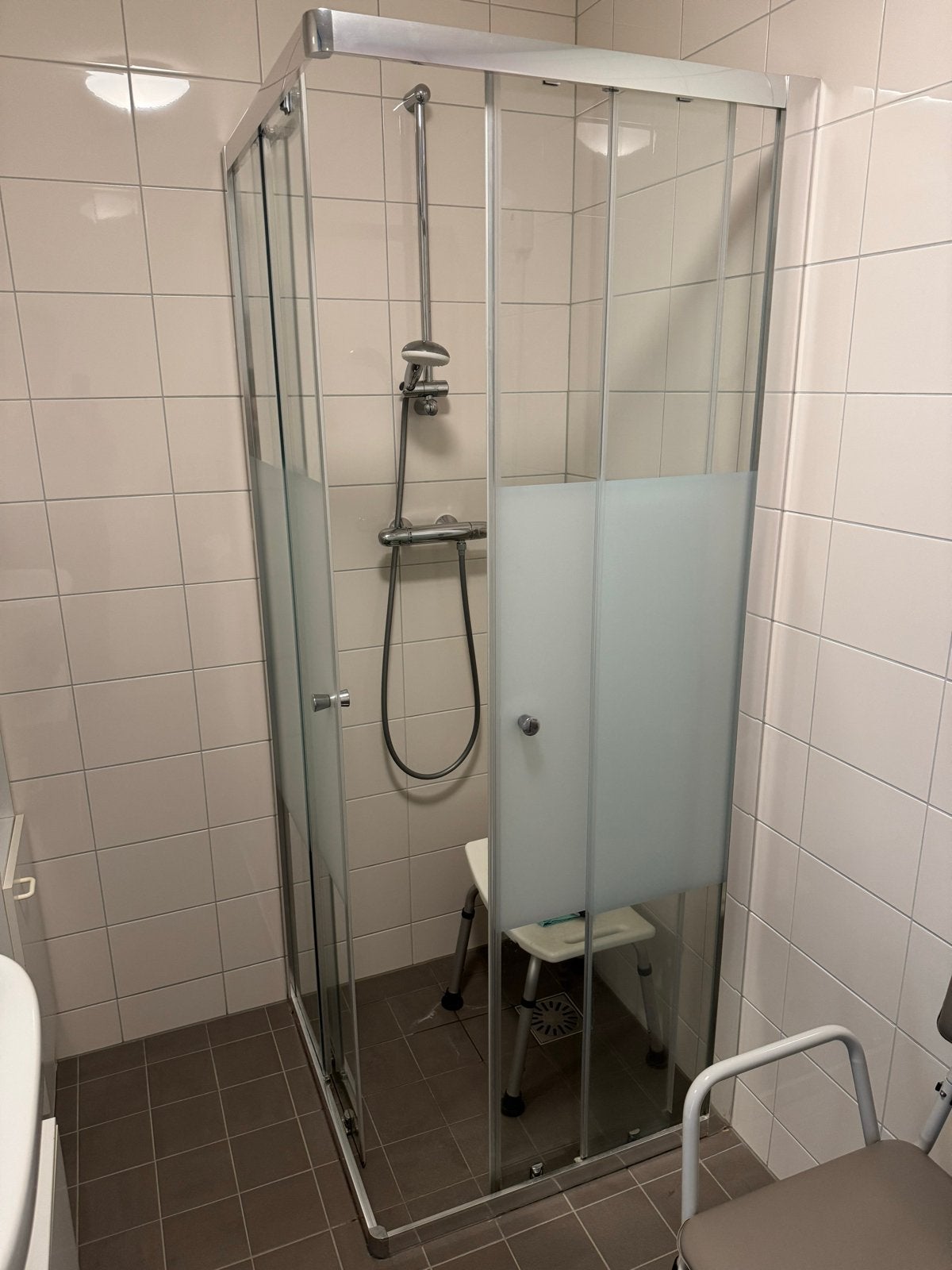 Douchehoek glas/alu met 2 schuifdeuren 80x80x200, Ophalen, Gebruikt, Glas, Douche