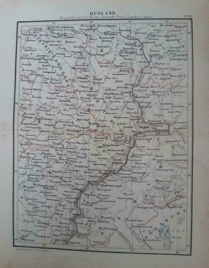 36 / Litho van J. Kuyper uit 1880 van Rusland met Nowograd, Ophalen of Verzenden