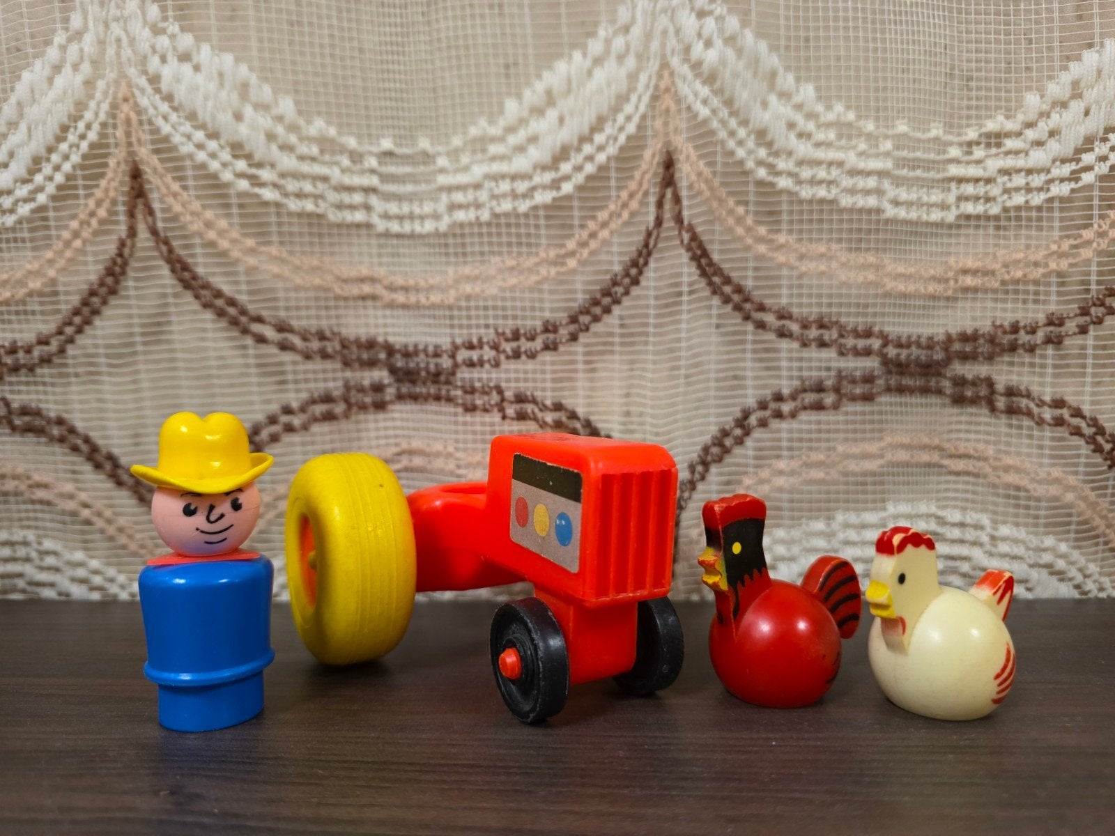 Vintage Fisher Price tractor met boer, kip en haan, Ophalen of Verzenden, Service@mattel.com, Fisher-Price, Gebruikt