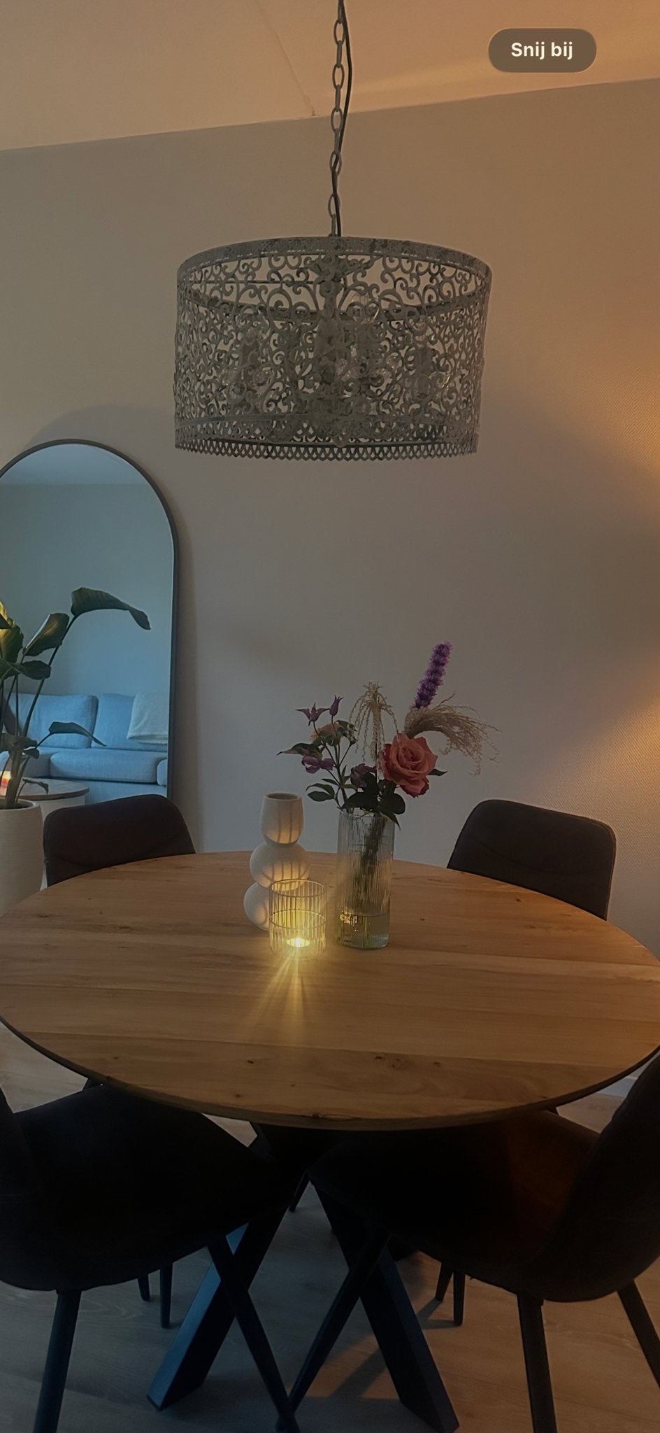 Riverdale hanglamp met sierlijk metaalwerk en 5 lichtpunten, Ophalen, Gebruikt, Metaal, E14 (klein)