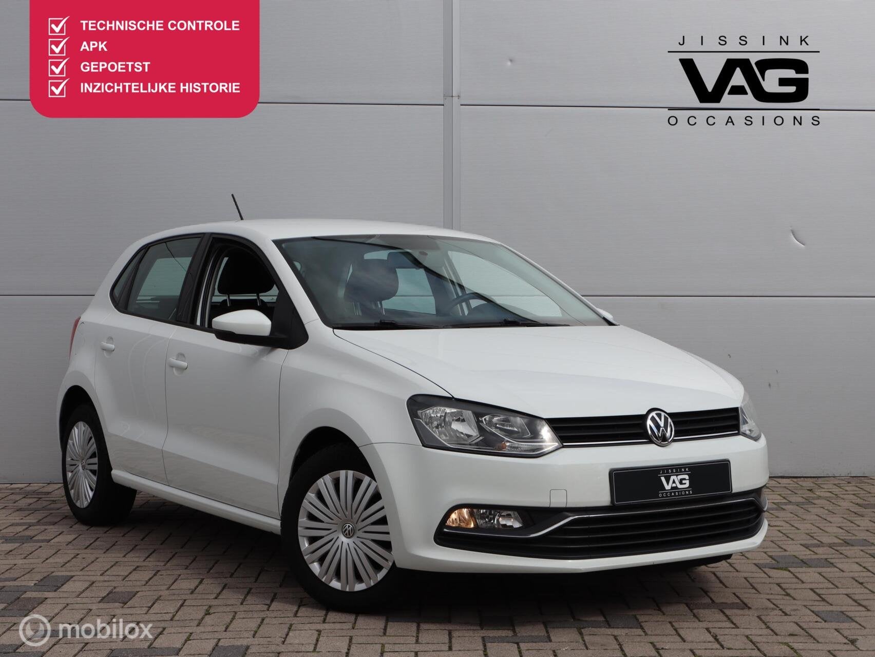 Volkswagen Polo 1.2 TSI Airco Cruise CarPlay Navi NL Auto, Auto's, Stof, 4 cilinders, Wit, Bedrijf