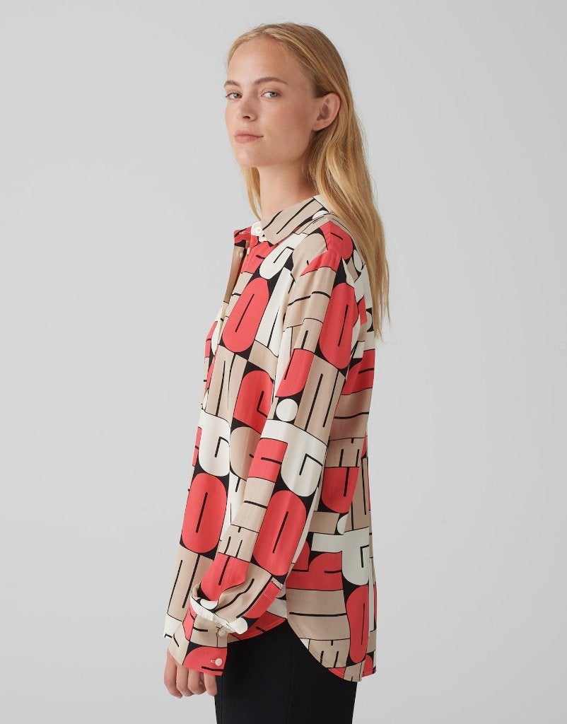 OPUS blouse lange mouw roze/wit/zwart mt 34 past 36 NIEUW!, Overige kleuren, Nieuw, Ophalen of Verzenden, Maat 34 (XS) of kleiner