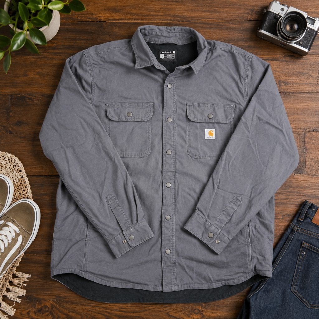 Carhartt shacket grijs maat L – heren workwear overshirt, Maat 52/54 (L), Carhartt, Ophalen of Verzenden, Zo goed als nieuw
