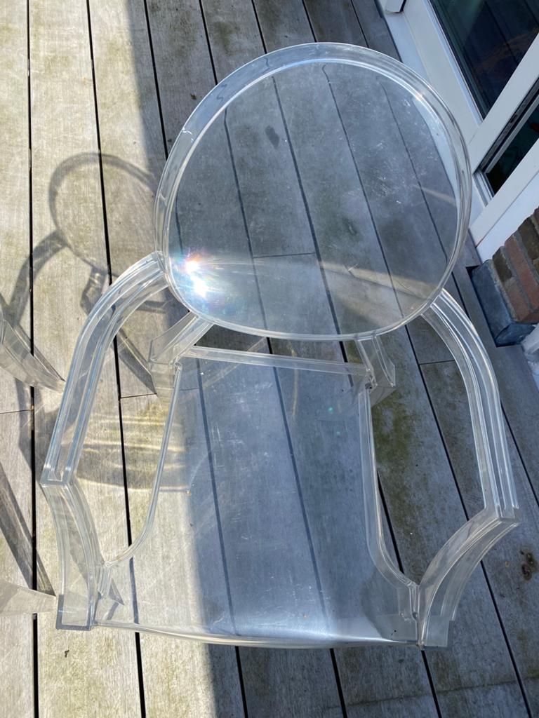 knoll starck ghost stoelen 2x, Huis en Inrichting, Stoelen, Ophalen, Kunststof, Gebruikt, Twee