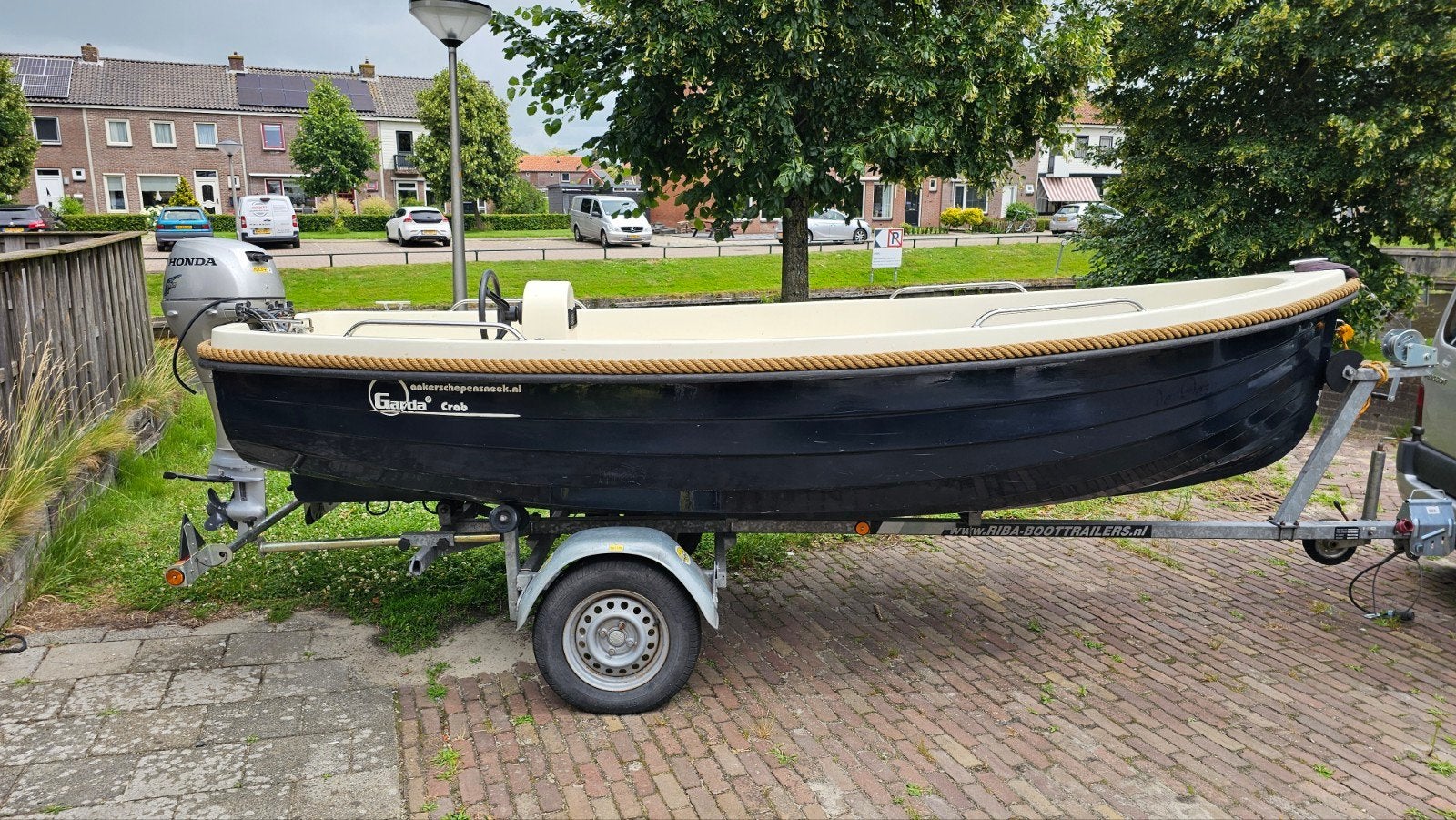 Garda Sloep met Honda Buitenboordmotor en Trailer, 8 pk, Gebruikt, Buitenboordmotor, Sloep