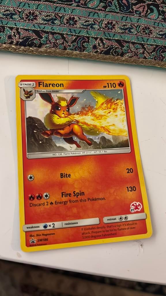 Pokemon kaart flareon, Ophalen, Zo goed als nieuw, Losse kaart, Foil
