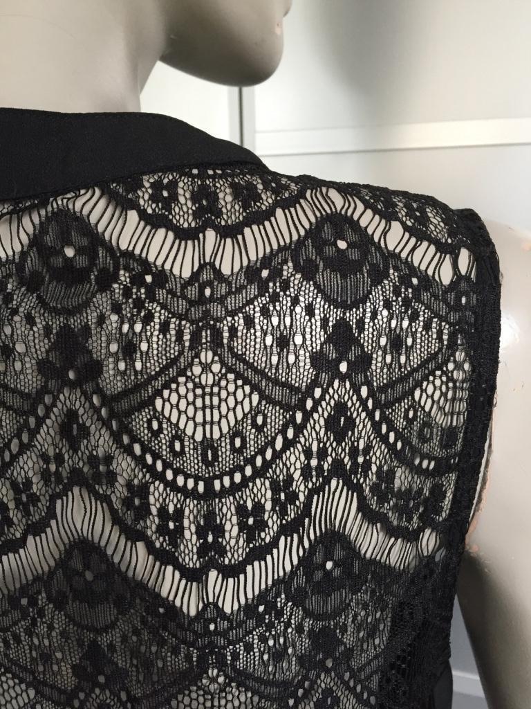 938 Zwart top met kant: maat S=36 blouse tuniek, Zwart, Ophalen of Verzenden, Zo goed als nieuw, Maat 36 (S)