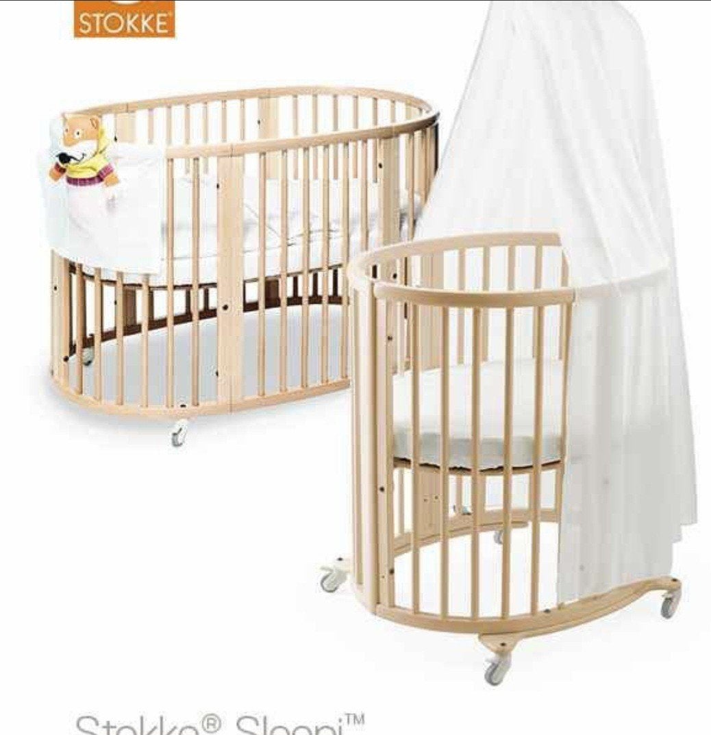 Prachtige Stokke Sleepi Wieg Ledikantje Peuterbed Naturel, Ophalen, Zo goed als nieuw, Ledikant