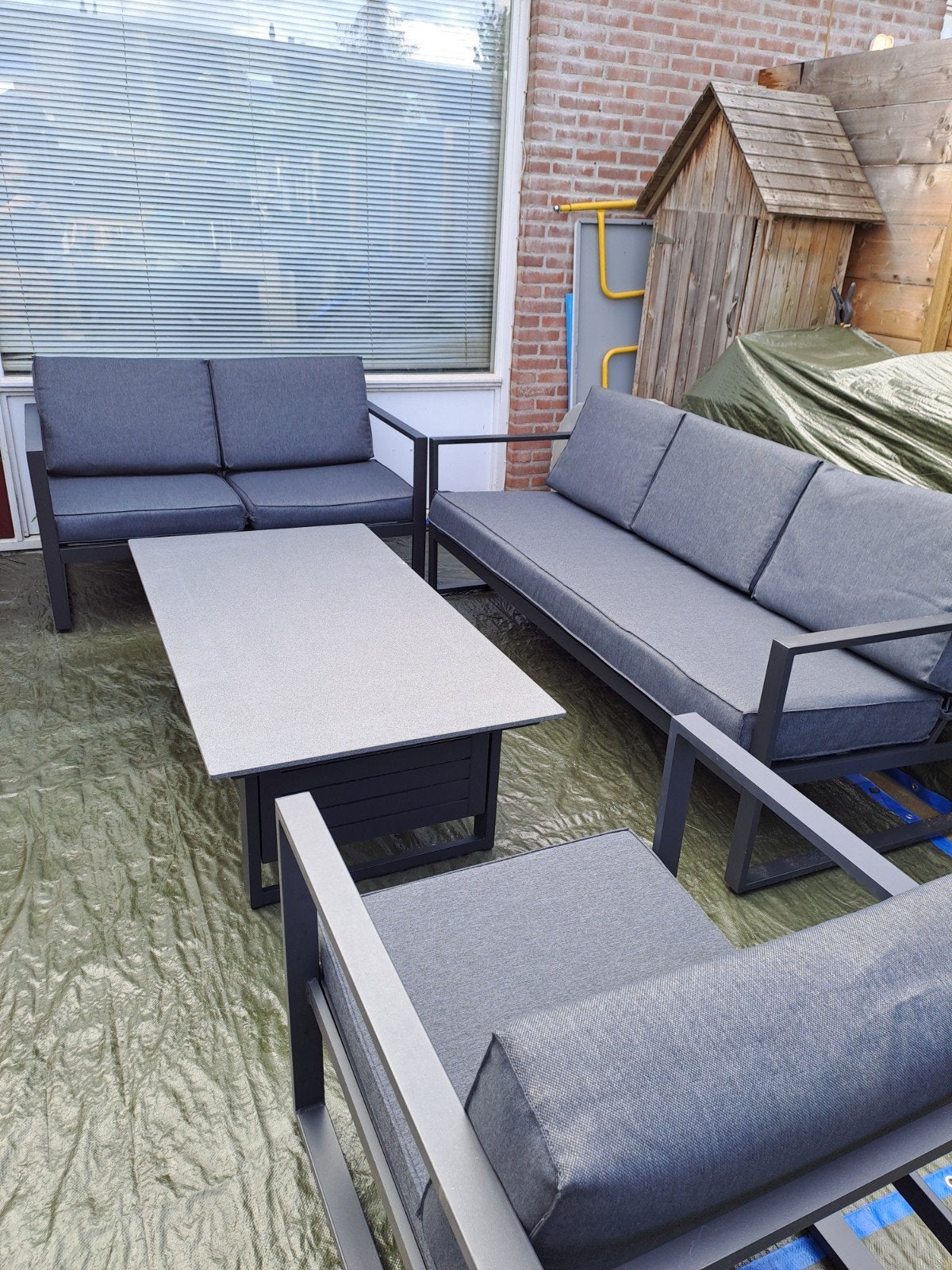 6 persoons loungeset vonge Nieuw, Tuin en Terras, Ophalen, Zo goed als nieuw, Aluminium