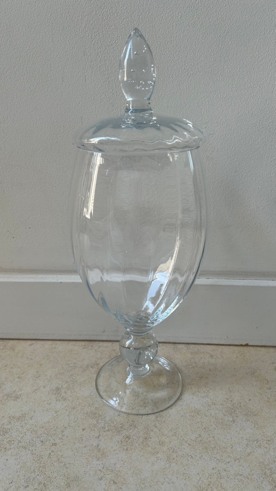 Glazen vaas op voet met deksel, Ophalen, Transparant, 36 cm, Met deksel