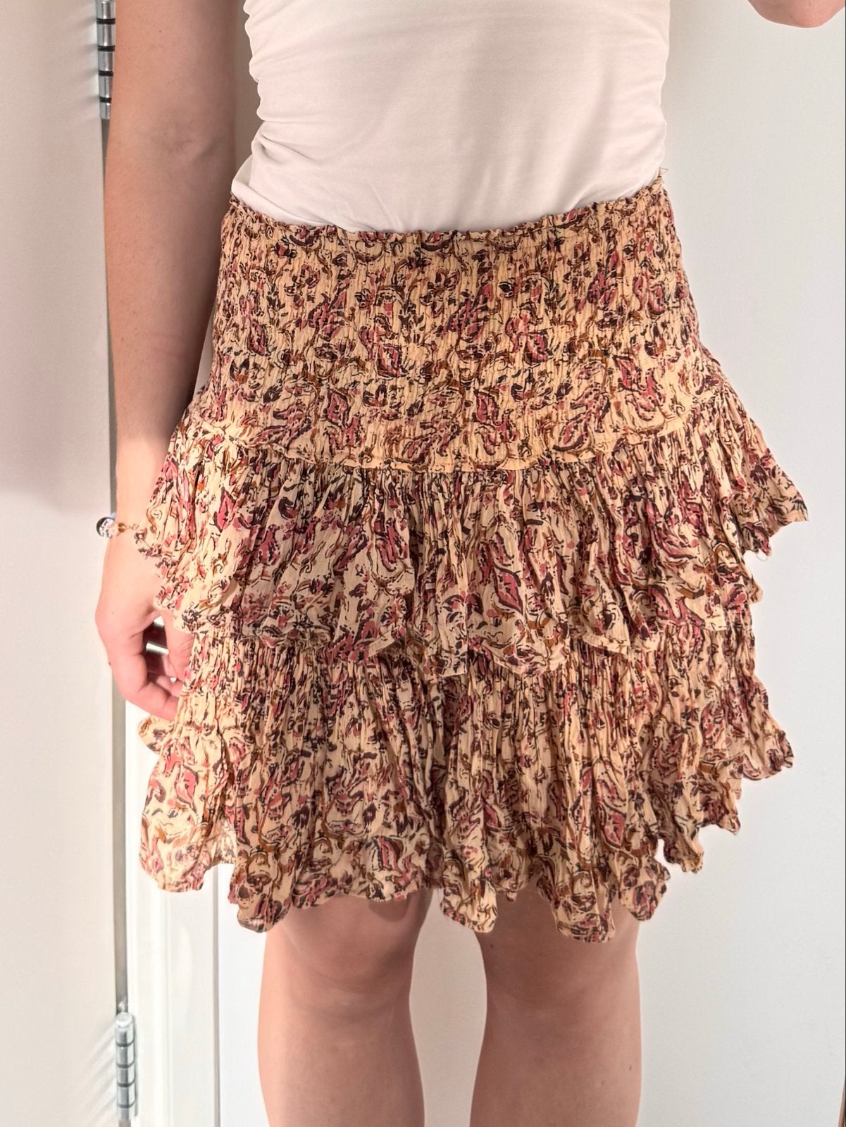 By-bar rokje met ruffles en warme paisley print XS, Kleding | Dames, Meerkleurig, Ophalen of Verzenden, Zo goed als nieuw, Maat 34 (XS) of kleiner