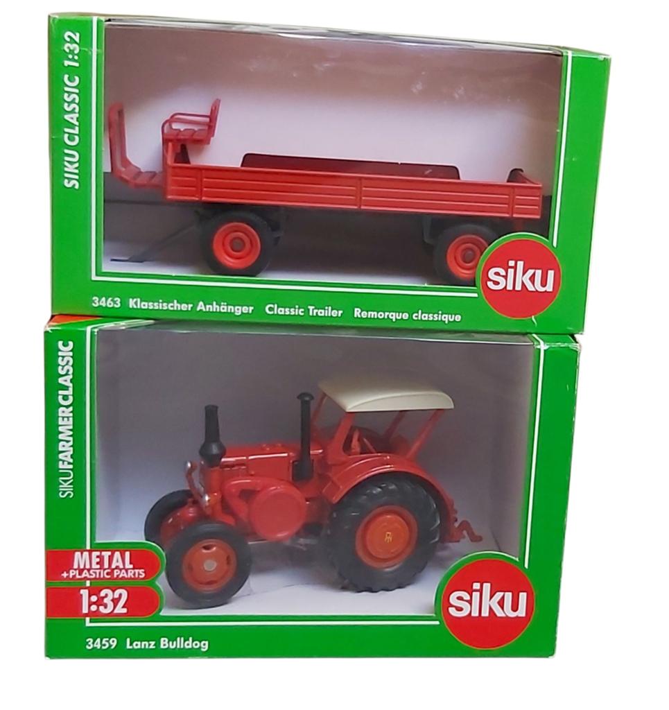 Siku Farmer Classic 7502 Lanz Bulldog met aanhanger rood1:32, Hobby en Vrije tijd, Modelauto's | 1:32, Ophalen of Verzenden, Nieuw