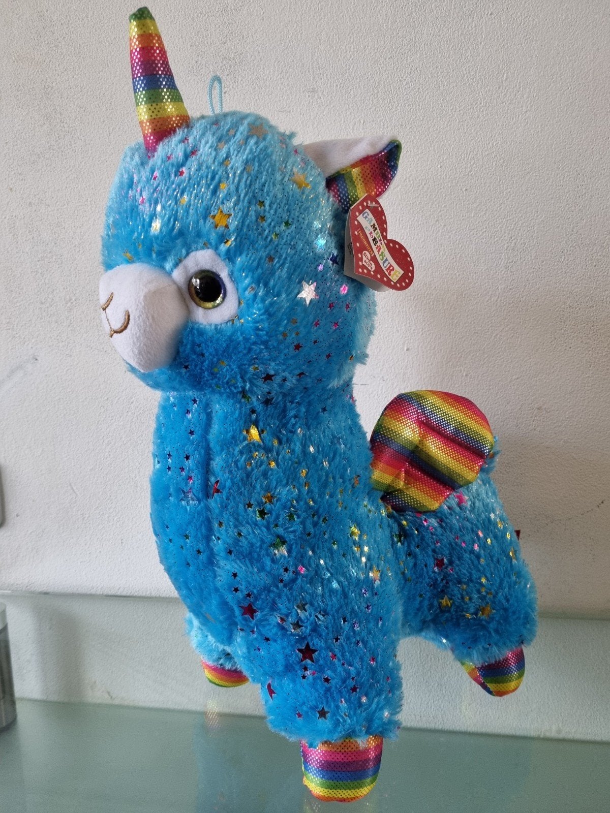 ALPACA/LAMA GLITTER/REGENBOOG EENHOORN,XL,Kaart/Label,Nieuw!, Kinderen en Baby's, Overige karakters, Blauw, Nieuw, Ophalen of Verzenden